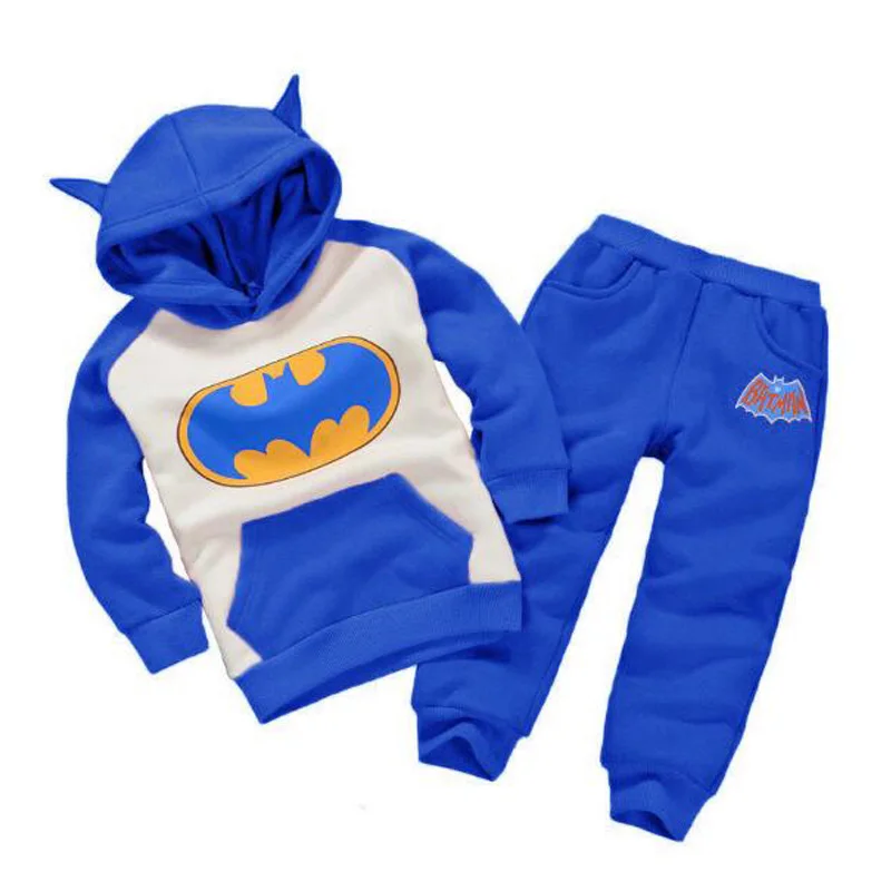 Conjunto de Roupas Calças com Capuz Batman Conjunto Bebê Meninos Crianças Engrossar Inverno Quente Roupas Meninas Define 2020 Outono Nova Chegada