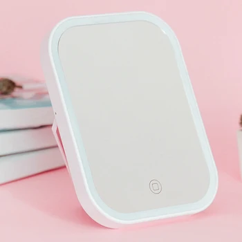 

With Light Bathroom Desktop USB Charging LED Makeup Mirror Portable Adjustable Brightness Cosmetic Folding Travel Glass