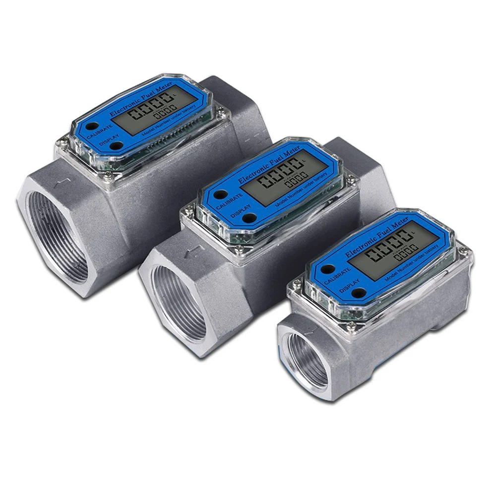 

1/1.5/2in Electronic LED Digital Turbine Flow Meter Indicator Sensor Counter Petrol Fuel Kerosene Methanol Water Flowmeter Gauge