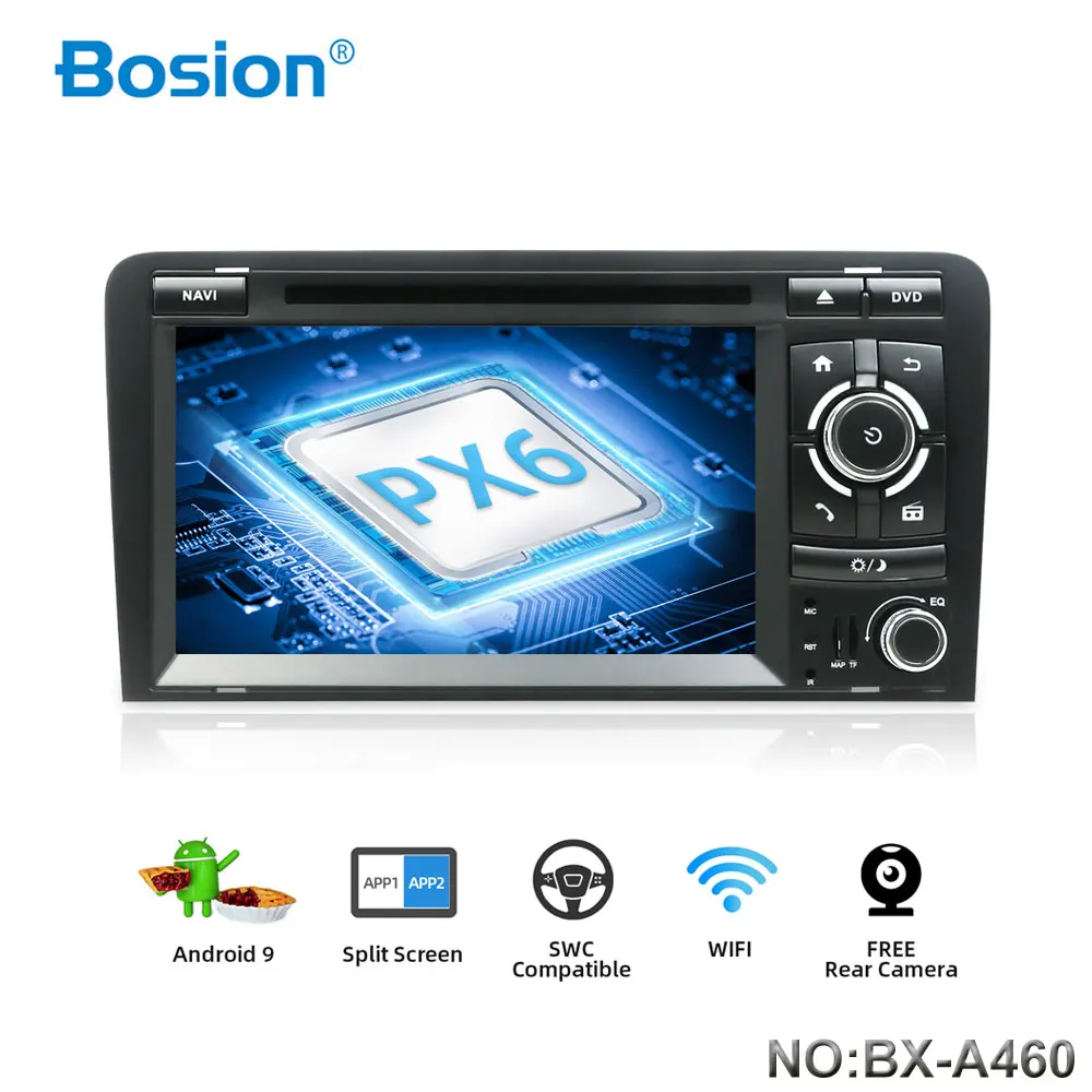 

Bosion 7 inch HD 2 Din Android 9.0 PX6 Car Radio Stereo DVD Player Multimedia Navigation GPS For Audi A3 8P 2003-2011 4G+64G