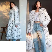 

2021 New Elegant Women Winter Ladies Fashion Leopard Print Plus Size 6XL Coats Overcoat High Imitation Fox Fur Warm Coat