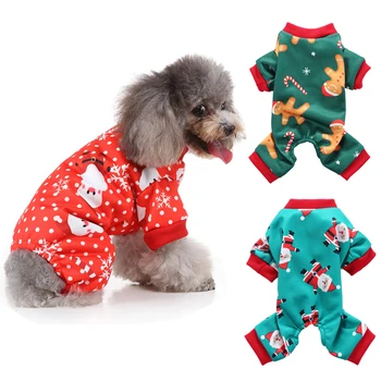 

Cute Stanta Claus Xmas Pet Clothes for Dog Pajamas Soft Christmas PJS Leisure Overalls Jumpsuit For Dogs Winter Apparel For Cats