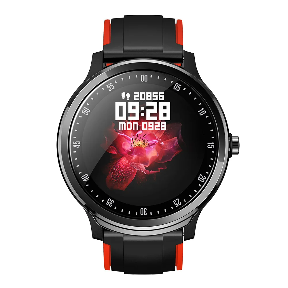 Red RUNDOING SN80 мужские Смарт-часы 1,3 дюймов полный сенсорный экран пульсометр кислородный трекер для мужчин спортивные Смарт-часы для Android IOS - Цвет: Red