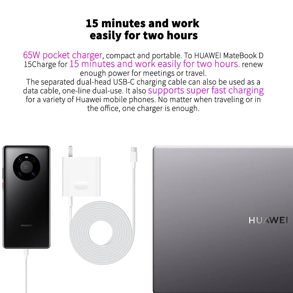 Оригинальный HUAWEI MateBook D 15 2021 ноутбук 6 дюймов процессор Intel Core 11TH i5 1135G7/i7 1165G7 16 Гб DDR4
