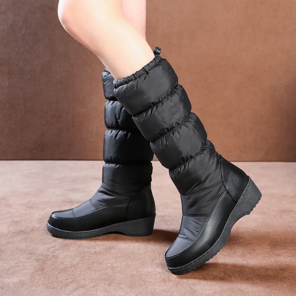 

SARAIRIS Dropship Waterproof non-slip Mid Calf Boots Women Shoes Russia Winter Outdoor Warm Fur Shoes Woman Snow Boots Female