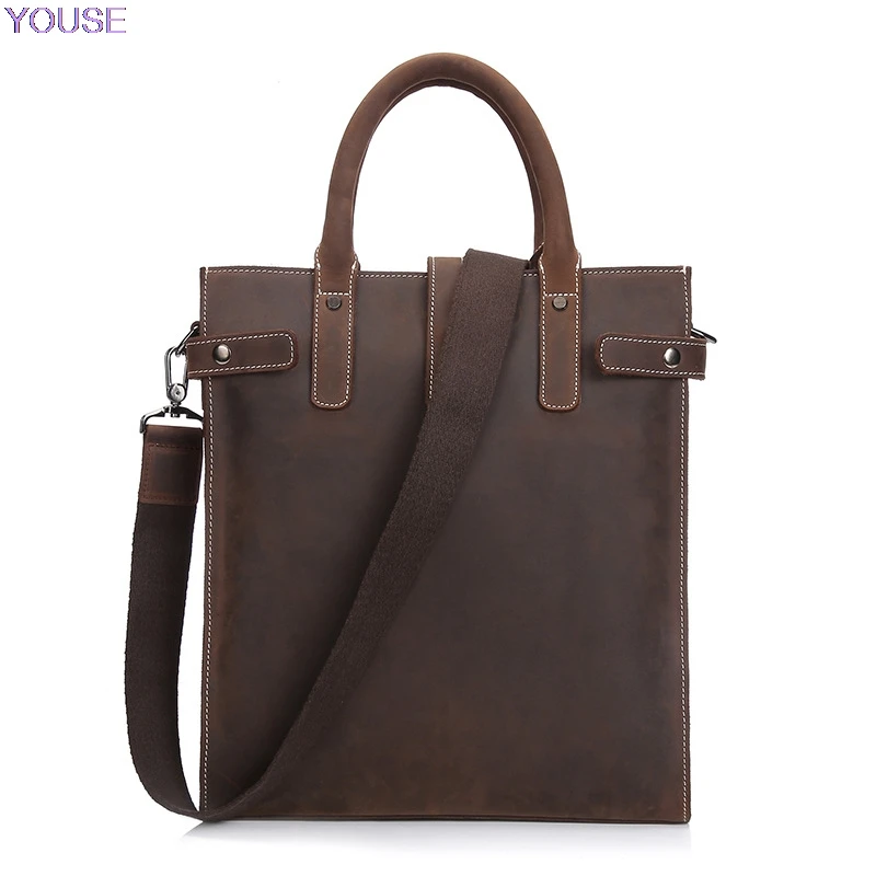 

MEN'S Real-leather Bag Verticle Retro Horse Leather Leisure Bag Men Crossbody Bag Business Handbag 9513