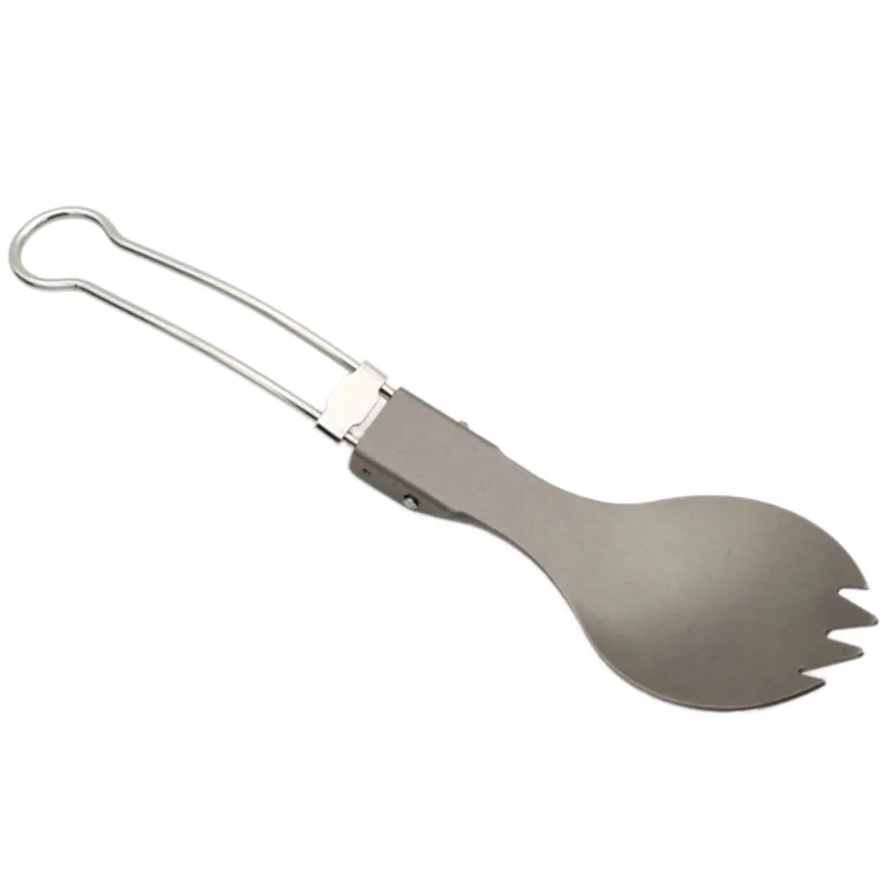

Titanium Spork Folding Spoon Outdoor Camping Titanium Spoon Flatware Camping Tableware Travel Folding Camp Spoon