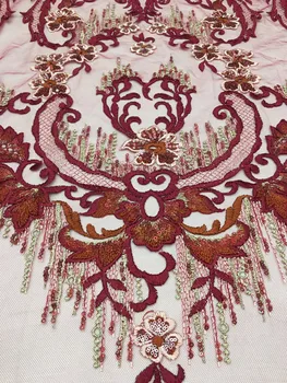 

Beautiful European pattern dress multicolor lamination embroidery African lace Nigeria style lace fabric skirt dress design