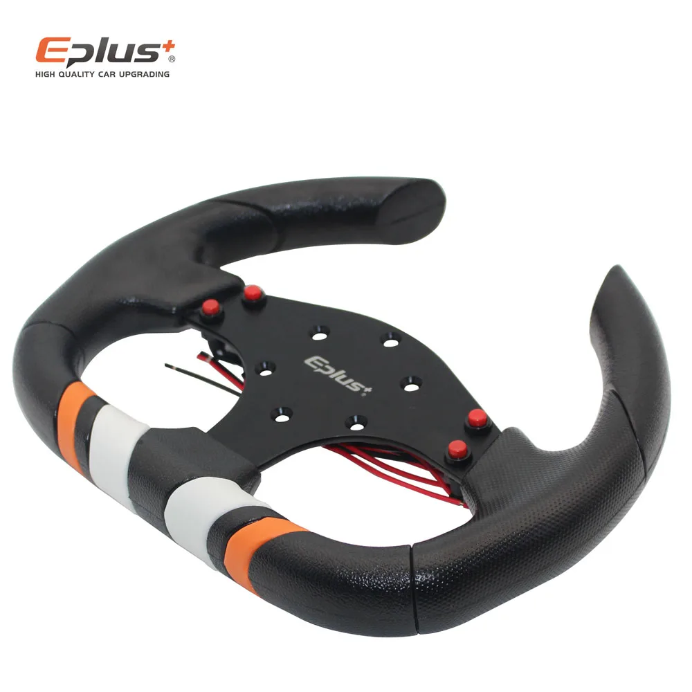 EPLUS 자동차 스타일링 스포츠 스티어링 휠, 레이싱 타입 PU 범용, 13 인치 310mm 알루미늄 개조 개조 카트