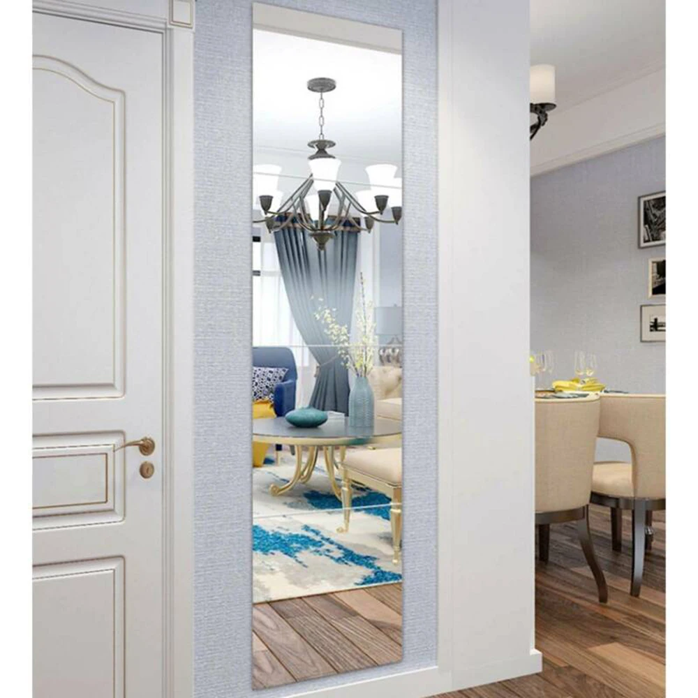 4Pcs Wall Sticker Mirror Acrylic Square Self Stick Make Up Dressing Mirrors Bedroom Glass Tile Surface Adhesive | Дом и сад