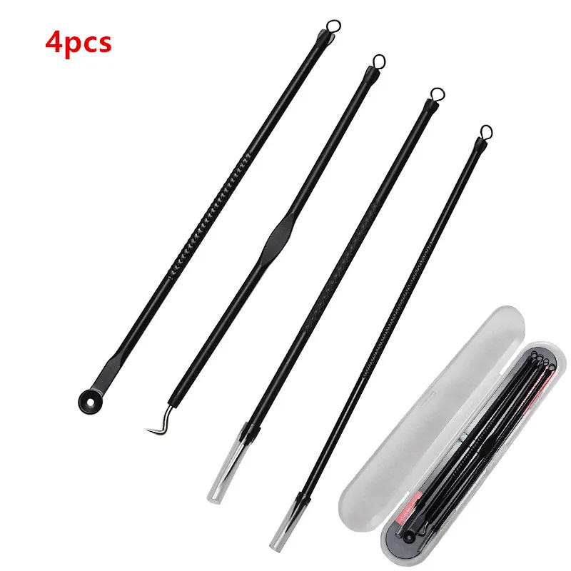 4PCS Blackhead Extractor Cleaner Acne Blemish Remover Needles Set Stainless Black Spots Comedone Face Pore Facial Cleanser Tools