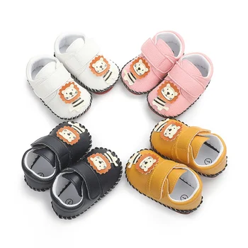 

New Baby Prewalkers Girls Cartoon Cute Little Lion Anti-slip Shoes Soft Sole Non-slip First Walkers Newborn PU Leather Shoes