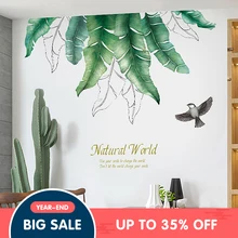 Скандинавские ins ветровое зеленое растение настенный наклейки диван тв гостиная спальня наклейки стены комнаты ремонт самоклеящиеся обои