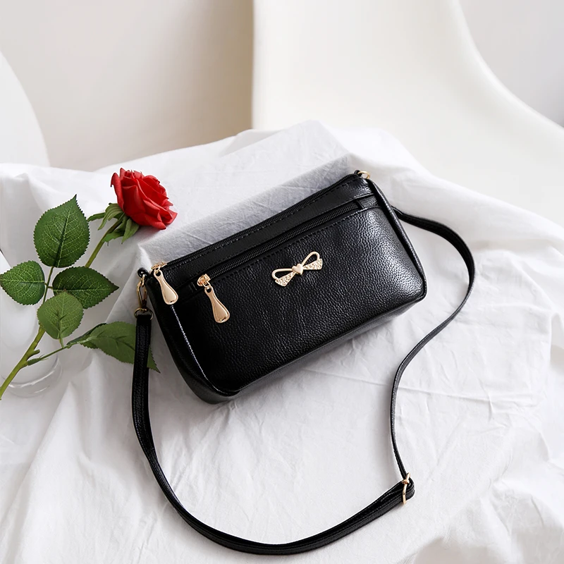 2020  Summer New Middle-aged Women Single Shoulder  Bag  Female Fashion Mobile Phone Bag Large Capacity Multi-zip Cross body Bag