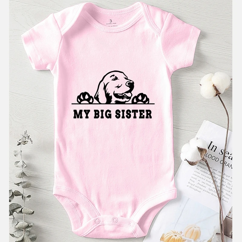 Dog Big Sister Baby Girl Winter Clothes Newborn Baby Costume Bodysuit for Newborns Infnat Onesie Summer Cotton 1 Piece Baby Bodysuits made from viscose  Baby Rompers