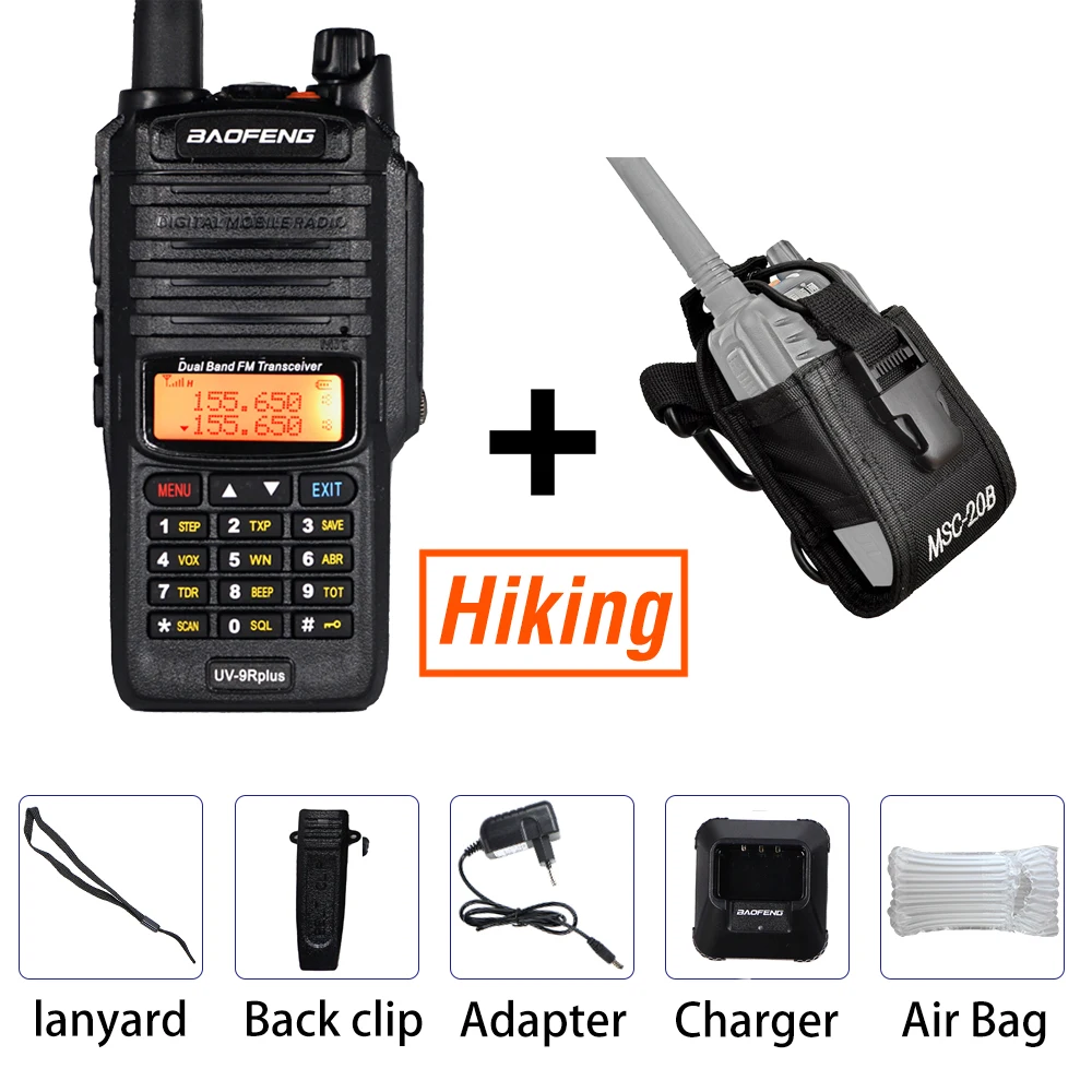 Baofeng UV-9R plus Walkie Talkie IP67 Водонепроницаемый главный динамик CB радио FM приемопередатчик UHF/VHF радио 10 Вт 4800 мАч uv 9r plus - Цвет: Air with bag