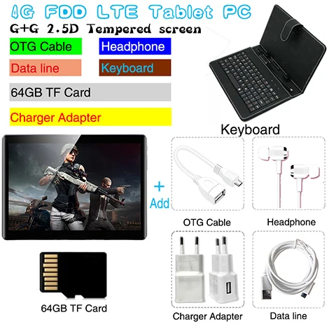 S116 phablet 10.1 tablet screen mutlti touch Android 9.0 Octa Core Ram 6GB ROM 128GB Camera 8MP Wifi 10 inch tablet 3G 4G LTE - Комплект: 4G keyboard