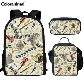 

Coloranimal Music Notes Backpack Set for School Bag Teenager Girl Boy Mochila Escolor Bolsa Children Book Bag for Kid Guitar Bag