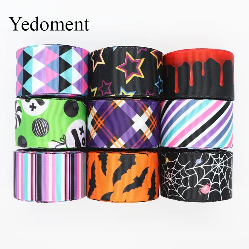 

10 Yards 1.5'' (38MM) Halloween Printed Grosgrain Ribbons For Hair Bows/ Gift Packaging DIY Handmade Materials Y19072201