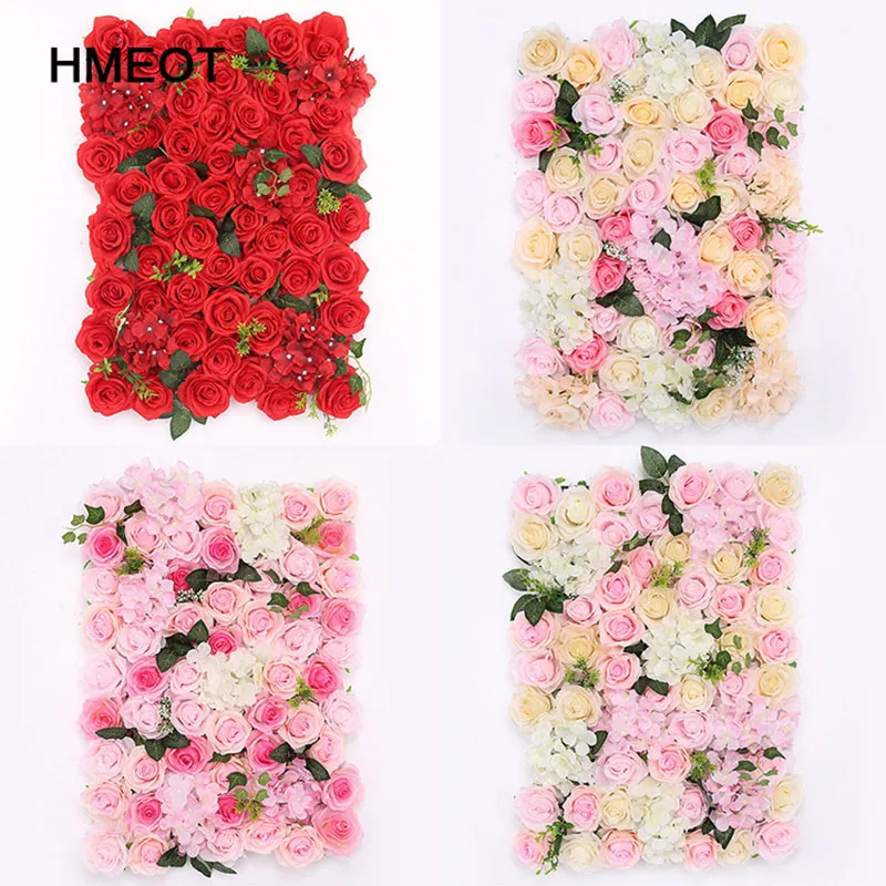 

40x60cm Artificial Silk rose Flower row For Wedding Decoration Flower Wall Romantic Wedding Christmas Backdrop Decor fake flower