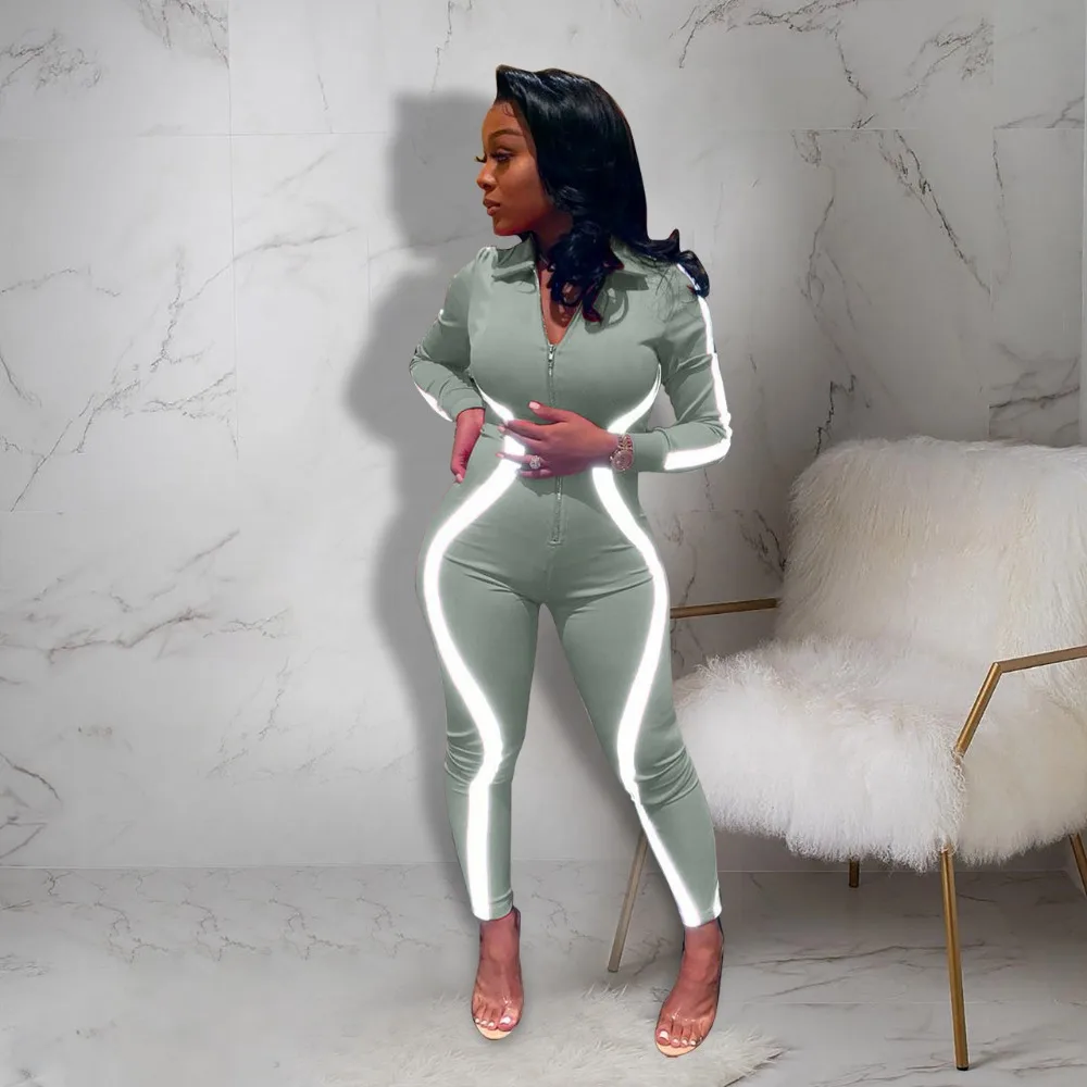 Топ дизайн женский комбинезон на молнии спереди обтягивающее боди Женский комбинезон; полная длина тонкий комбинезон MQ250