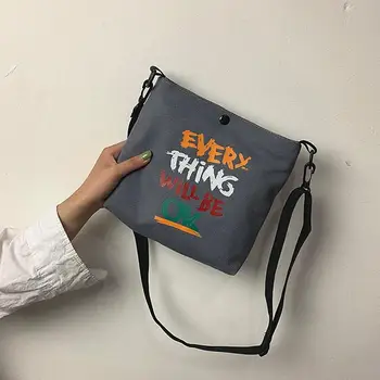 

PinShang Women Cute Canvas Letters Printed Cross-Body Single-Shoulder Bag for Shopping Campus