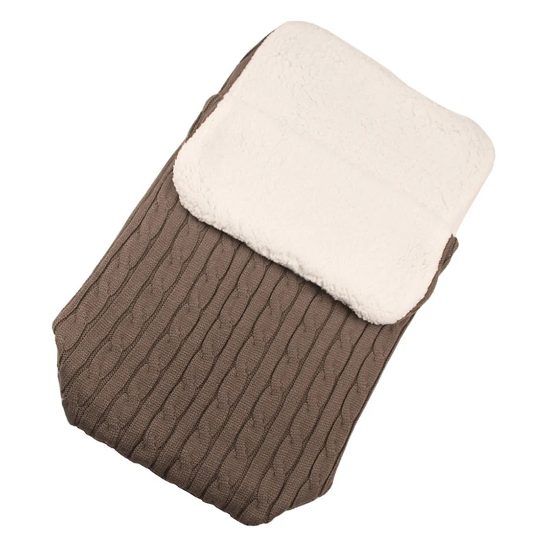 Winter baby stroller sleeping bag outdoor button baby knitted sleeping bag wool plus velvet thick quilt warm  sleeping bag 30D5 (14)