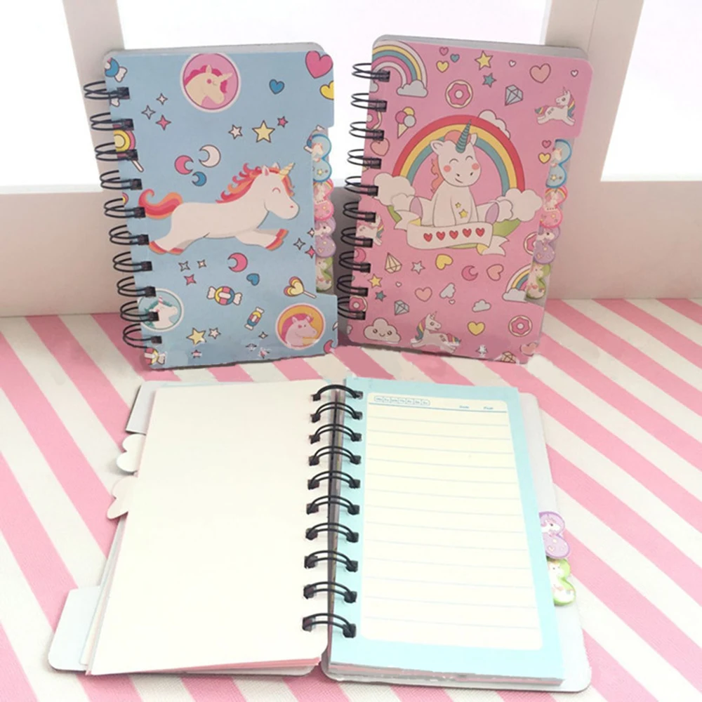 

1 Pcs Cute Cartoon Unicorn Memo Pad Hard Cover Coil Paper Notebook Easy Flip Study Notes School Supplies Stationery