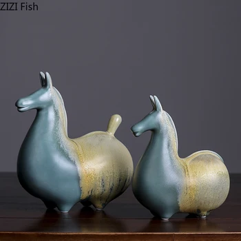

Modern New Chinese Ceramic Classic Ancient Pony Ornaments Model Home Living Room TV Cabinet Decoration Crafts