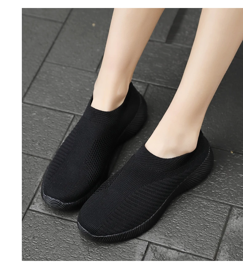 Flat Shoes Women Sock Sneakers Fashion Ladies Slip on Loafers Spring Vulcanize Shoes Female Air Mesh Sneakers Tenis Feminino