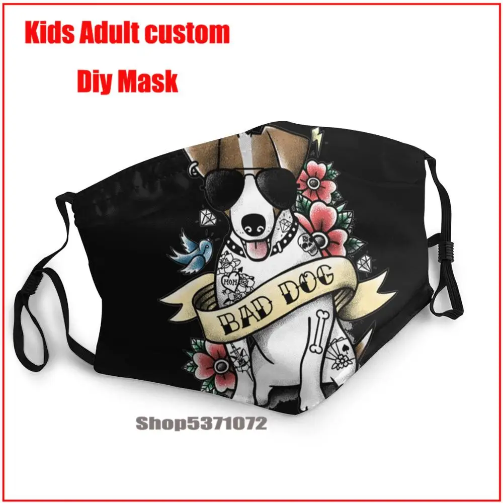 Джек Рассел терьер Badass тату Pet Bad Dog Mascarillas Con Filtro Estampadas с регулируемым ухом для