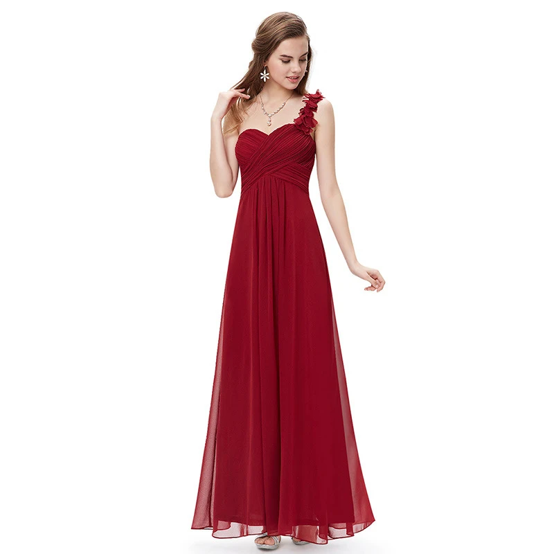Это Yiiya размера плюс платье подружки невесты es лодочка шеи Ruched бордовый Vestido Madrinha одно плечо длинное платье подружки невесты C523