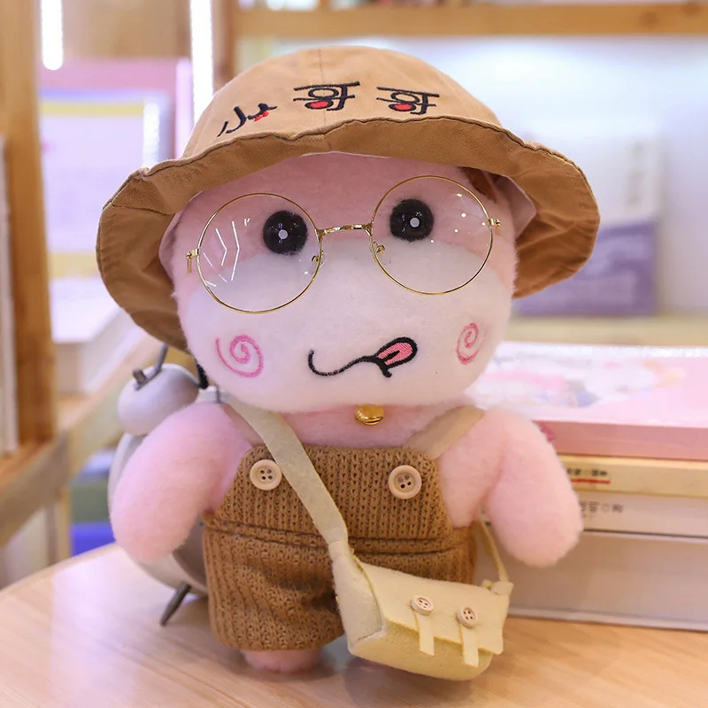 New Cute Korean Lalafanfan Pink Cow Plush Toy Stuffed Soft Kawaii Cattle Doll Wearing Hat Sweater Overalls Cow Toy Pillow Decor