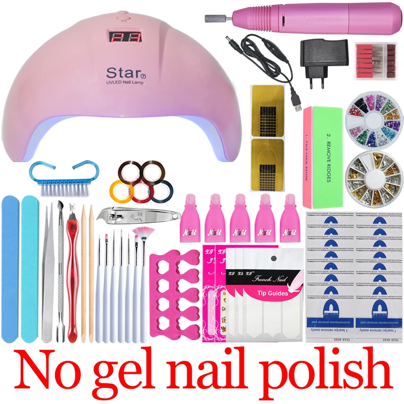 36W no color gel set Набор для ногтей УФ светодиодный светильник Сушилка с 18 шт. Набор для гелевого маникюра Замачивание маникюрных инструментов набор новых электрических ногтей дрель для ногтей инструменты для дизайна ногтей - Цвет: 36W no color gel set