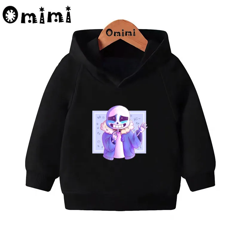 Толстовки с героями мультфильмов «Dabbing Undertale Sans»; детские толстовки с капюшоном; крутой пуловер для малышей; топы для девочек и мальчиков; осенняя одежда; KMT3053 - Цвет: Black-3053N