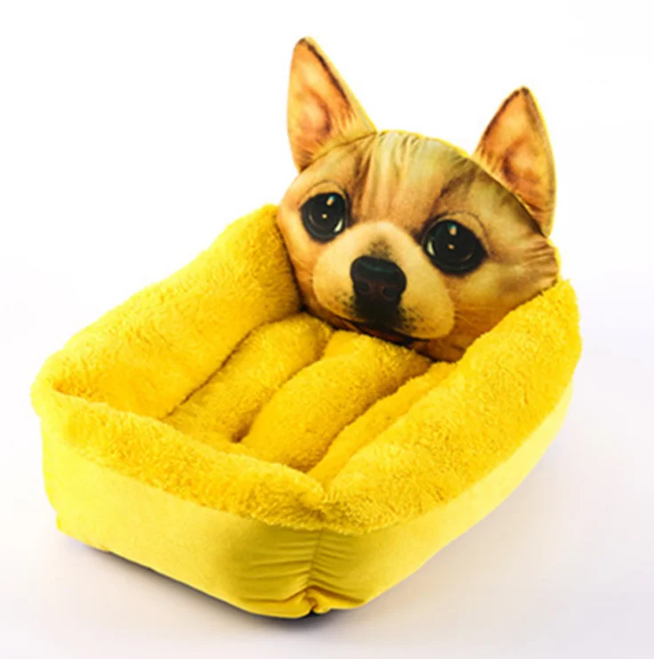 Забавные 3D Мультяшные животные для домашних животных, кровати для собак, зимняя подушка, стиль, диван для маленьких и средних собак, кошек, щенков, флисовая кровать - Цвет: Синий