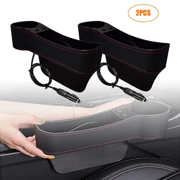 

Car Seat spaceOrganizer,Universal Car Storage Box Case Phone Holder with USB Charging for Driver and Passenger Side