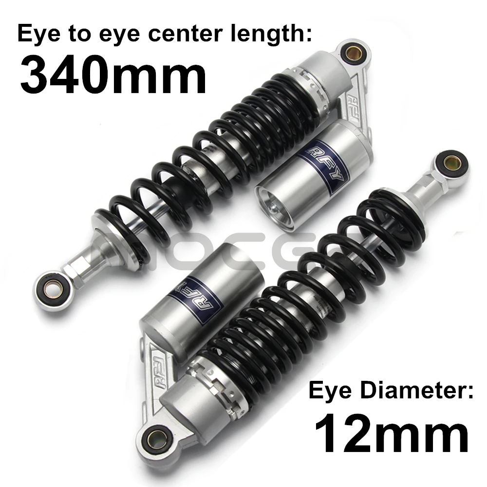 

Universal 13.5" 340mm Diameter 12mm Black Silver Rear Air Shock Absorber Suspension Spring Motorcycle Scooter Dirt Bike Motors