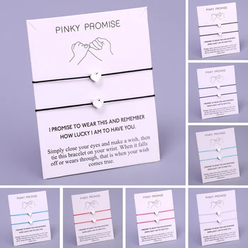 

(A SET) Heart Pinky Promise Adjustable Bracelets Best Friends Lover Women Girl Couple Fashion Jewelry Drop Shipping