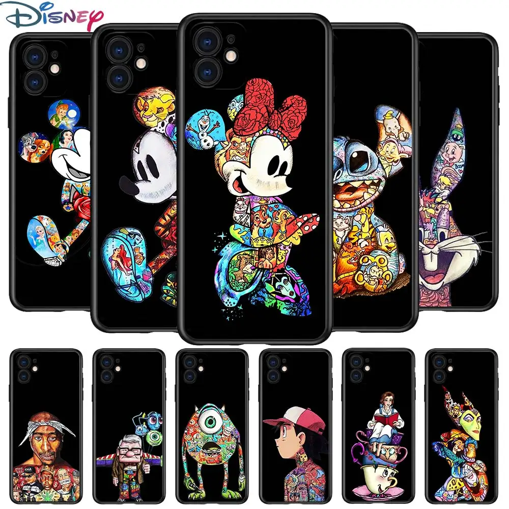 Mickey Tattoo Cartoon for Apple iPhone 12 Pro Max Mini 11 XS X XR 6S 6 7 8 Plus 5S SE2020 Soft Black Phone Case | Мобильные телефоны