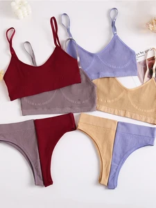 Трусики-стринги женские FINETOO, хлопковые, бесшовные, с низкой талией