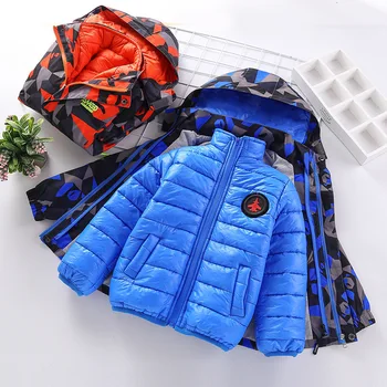 

Boys Three-in-one Removable Even Hat Charge Clothes Children Winter Clothes Thickening Cotton-padded Coat For Boys 2pcs Jackets