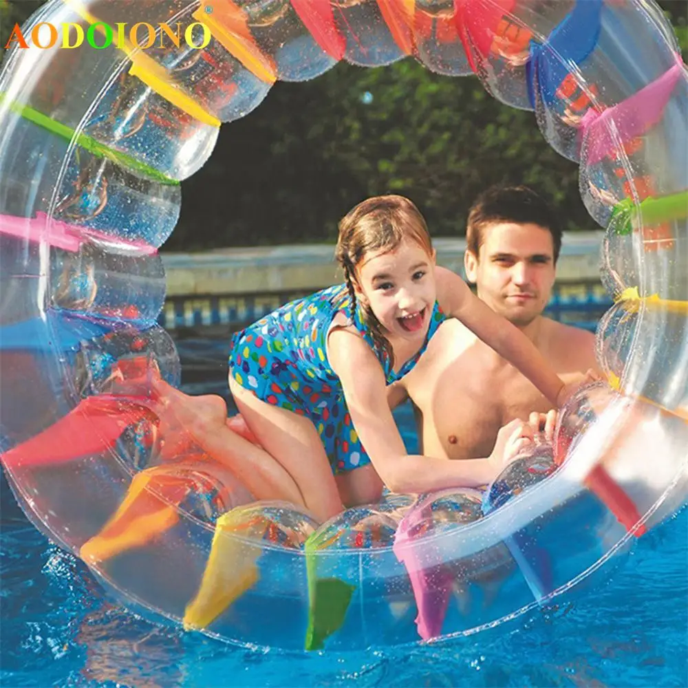 

100cm Giant Colorful Inflatable Water Wheel Roller Kids Swim Pool Float Roll Ball Water Balloons for Boys and Girls Beach Toys