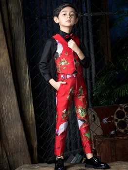 

YuanLu 2019 New 4PCS Boys Suits Vest/Pants/Shirt/Tie For Wedding Party Kids Suits Baby Blazer Dress Toddler Dress Formal Suits