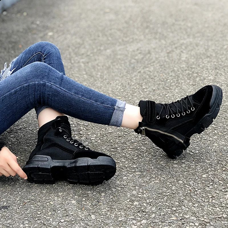 Новые женские сапоги в стиле «милитари» Для женщин, из замши, на молнии, удобные ботильоны; Цвета: бежевый, черный, серый армейские ботинки, обувь на шнурках женские туфли в стиле панк