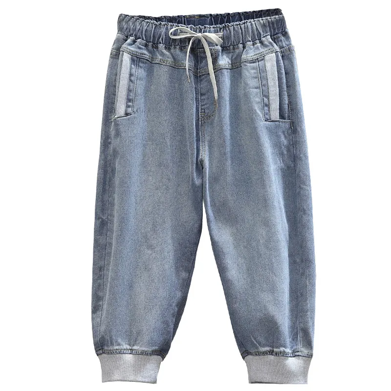 Jeans Woman High Waist Drawstring Loose Plus Size Casual Street Style Denim Calf-length Harem Pants Jeans Woman High Waist Drawstring Loose Plus Size Casual Street Style Denim Calf-length Harem Pants