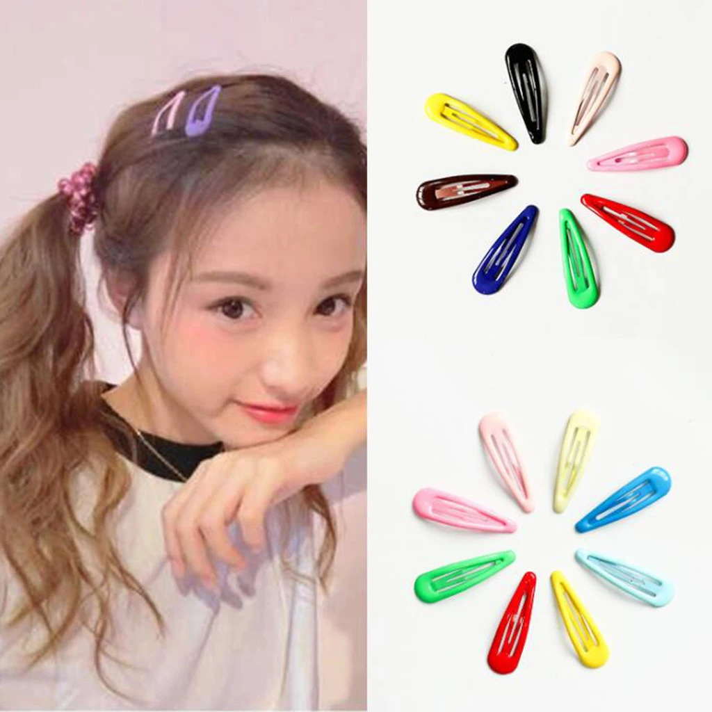 100 Pieces Snap Hair Clips Metal Barrettes Slide for Baby Girls Women Accessories 50 mm hair clips for long hair