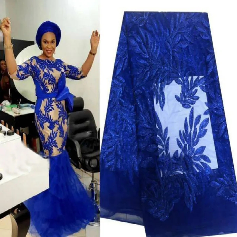 Кружевная ткань из тюля в нигерийском стиле синего цвета новинка 2019 | Дом и сад