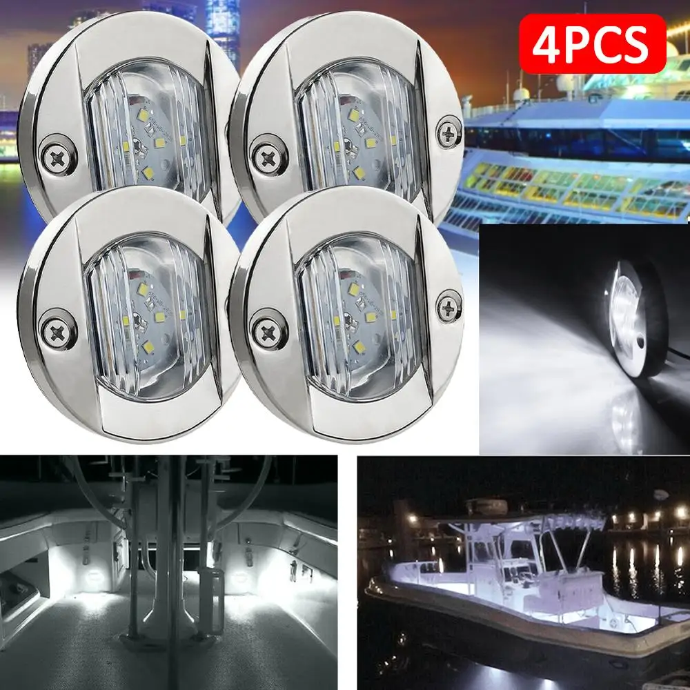 

4pcs DC12V tern Ligh Marine Boat Transom LED Stern Light Round Cold White LED Tail Lamp Yacht Stern Light Accessory Waterproof