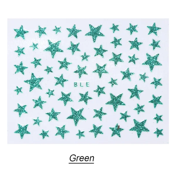 1 лист женские наклейки для дизайна ногтей 3d наклейки для ногтей Блестящий сверкающий наклейки со звездами на ногти инструмент для украшения маникюра LANC132 - Цвет: Зеленый